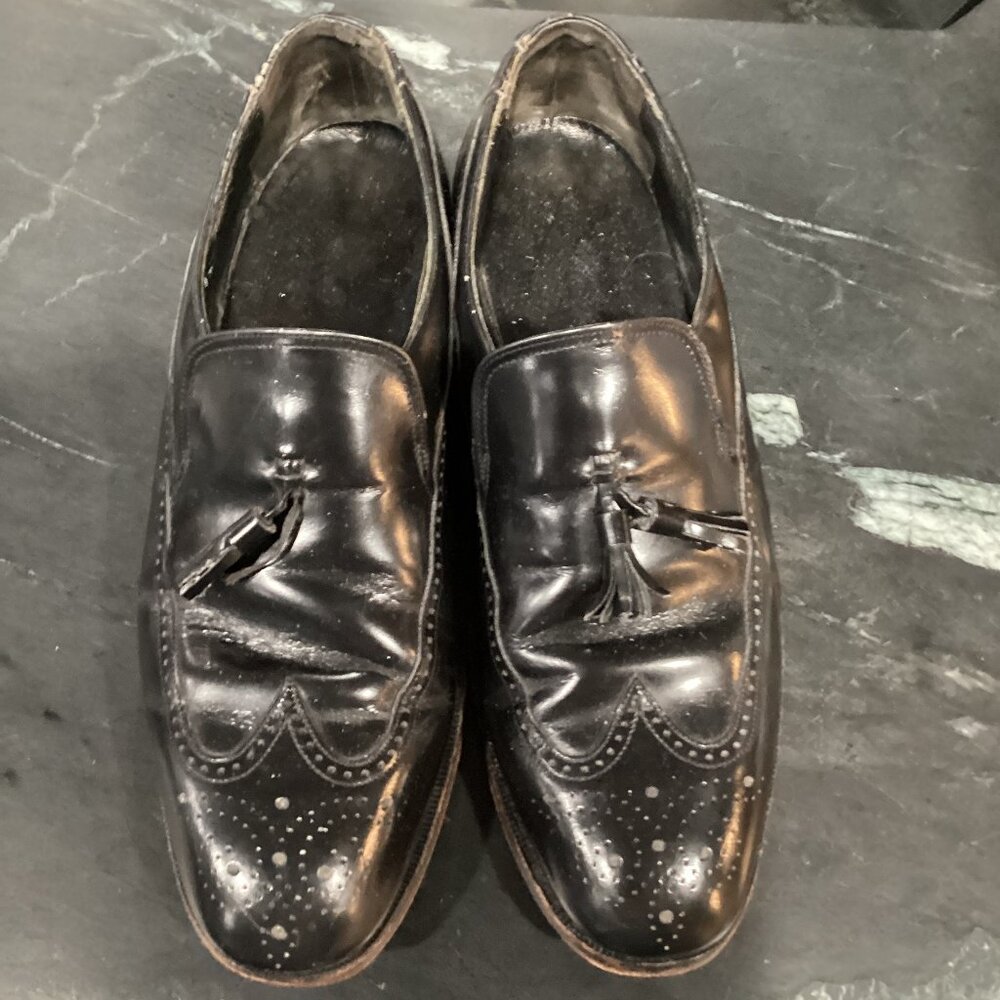 Florsheim Black Leather Tassel Loafter Dress Shoes - Men's 9D